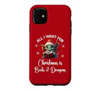 Carcasa para iPhone 11 Cute Dragon Book For All I Want Christmas is Books & Dragons