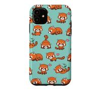 Carcasa para iPhone 11 Cute Funny Kawaii Womens Girls Kids Red Panda Lover Pattern
