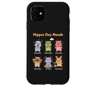 Carcasa para iPhone 11 Cute Hippo Day Moods - Divertido diseño de emociones de hipopótamo