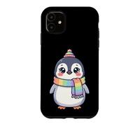 Carcasa para iPhone 11 Cute Kawaii Penguin Rainbow Beanie Scarf Winter