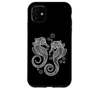 Carcasa para iPhone 11 Cute Womens Girls Two Mandala Pattern Seahorse Lover