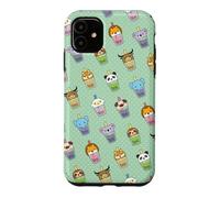 Carcasa para iPhone 11 Cute Womens Kids Girls Kawaii Bubble Boba Tea Animals