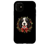 Carcasa para iPhone 11 Cute Wreath Christmas Bernedoodle Dog Lover