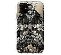 Carcasa para iPhone 11 Death Head Polilla gótica Oculta Rosa Pentagrama Arte