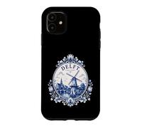 Carcasa para iPhone 11 Delft Holland Windmill Blue Tile Art Dutch Canal Porcelain