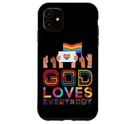 Carcasa para iPhone 11 Dios ama a Todos Gay Christian Rainbow Meme