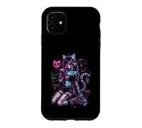 Carcasa para iPhone 11 Diseño de Anime Cyber Goth Girl Skeleton Glitch al Estilo Y2K