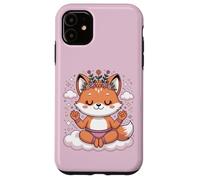Carcasa para iPhone 11 Diseño de Mandala en Postura de Loto para atención Plena, Lindo Zorro de Yoga