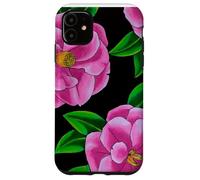 Carcasa para iPhone 11 Diseño Floral de Camelia Rosa con patrón de Flores Fucsia