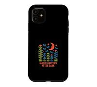 Carcasa para iPhone 11 Diseño Magic Happens After Dark Moon & Flowers