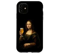 Carcasa para iPhone 11 Divertida Cerveza Mona Lisa Beber Bar Vintage Fiesta Humor Regalo