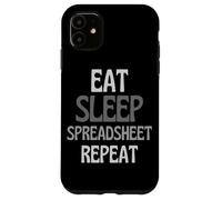 Carcasa para iPhone 11 Divertida Hoja de cálculo Comer Dormir Hoja de cálculo Repetir