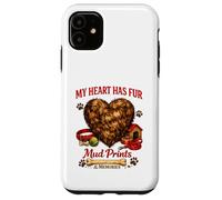 Carcasa para iPhone 11 Divertida Idea de Amor para Perros con Estampado de Barro y Estampado de My Heart Has Fur