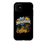 Carcasa para iPhone 11 Divertida Mochila de Senderismo The Mountains Are Calling Pines Trees