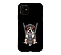 Carcasa para iPhone 11 Divertido Cachorro de San Bernardo en un portabebés. Amante de los Perros