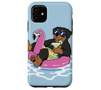 Carcasa para iPhone 11 Divertido Flotador de Piscina Rottweiler Flamingo Summer Party Vibes