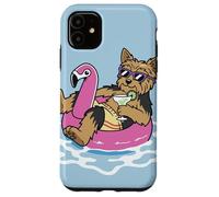 Carcasa para iPhone 11 Divertido Flotador de Piscina Yorkshire Flamingo Summer Party Vibes