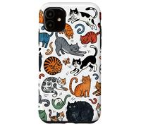 Carcasa para iPhone 11 Divertido Gato Doodle Patrón Colorido Amante De Las Mascotas