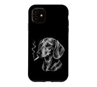 Carcasa para iPhone 11 Divertido Perro Salchicha fumando Salchichas