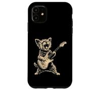 Carcasa para iPhone 11 Divertido Perro Yorkie Tocando Guitarra Rock Lindo Yorkshire Terrier