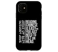 Carcasa para iPhone 11 Divertido Sarcasmo Humor Asiático Broma Lectura Chino Fácil Idiota W