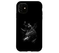Carcasa para iPhone 11 Dragón de fantasía de Fuego Oscuro con Jinete Vikingo Femenino