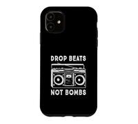 Carcasa para iPhone 11 Drop Beats Not Bombs Anti-Guerra Boombox Música Paz