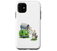 Carcasa para iPhone 11 Dumpy The Garbage Truck Limpieza de Basura con niños Mapache