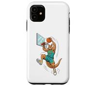 Carcasa para iPhone 11 Dunking Kangaroo Hoops Jugador de Baloncesto Animal