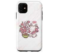 Carcasa para iPhone 11 Easter Bunny Pink Sakura Flower Cute Japanese Cherry Blossom