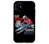 Carcasa para iPhone 11 Eat Sleep Carve Repeat - Ski Driver Sunset Ski Design