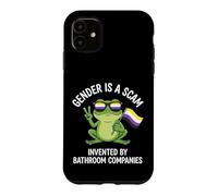 Carcasa para iPhone 11 El género es una estafa Bandera de Enby de Rana no binaria