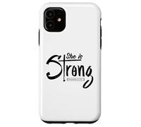 Carcasa para iPhone 11 Ella es Fuerte Proverbios 31:25 La fe de Las Mujeres cristianas