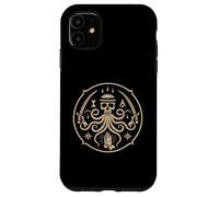 Carcasa para iPhone 11 Emblema de Calavera Oculta y Pulpo | Ilustración mística Vintage