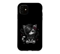 Carcasa para iPhone 11 EMO Cat Rose Regalos góticos Amante de los Gatos Goth Girl Dark Kitty