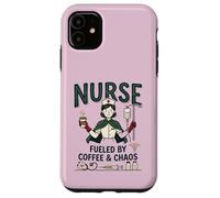 Carcasa para iPhone 11 Enfermera Vintage Impulsado por Café & Caos RN Médico