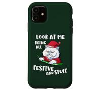 Carcasa para iPhone 11 Es Gracioso mirarme Siendo Tan Festivo y esas Cosas como un Gato navideño