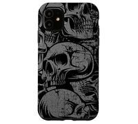 Carcasa para iPhone 11 Estilo 90s Gris Negro Cráneos Tatuaje Tradicional Americano