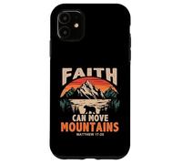 Carcasa para iPhone 11 Faith Can Move Mountains Retro Sunset Bible Verse Christian