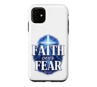 Carcasa para iPhone 11 Faith Over Fear Phil 4:13 Cruz Cristiana versículo bíblico