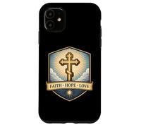 Carcasa para iPhone 11 Fe Esperanza Amor Cristiano Ortodoxo Floral Jesucristo Dios
