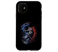 Carcasa para iPhone 11 Fierce Hockey Cat Graphic Funny Angry Cat Playing Hockey