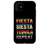 Carcasa para iPhone 11 Fiesta Siesta Tequila Repeat Serape Patrón
