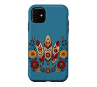 Carcasa para iPhone 11 Floral Boho Plumas Motivos Folk Ornamental Tribal Western