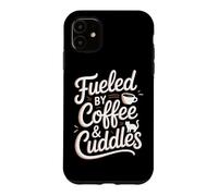 Carcasa para iPhone 11 Fueled by Coffee Cuddles Amante de los Gatos Padres de Mascotas Amante del café