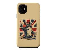 Carcasa para iPhone 11 Funny DJ Cat Disco Sound Tech Headphone Music UK Flag