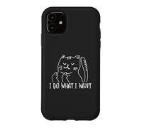Carcasa para iPhone 11 Funny I do What I Want Cat Flipping The Bird Offensive