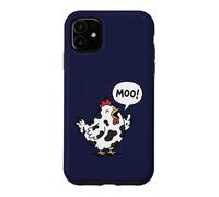 Carcasa para iPhone 11 Funny Moo Chicken Cow Farm Animal Humor Hombres Mujeres Niños 3