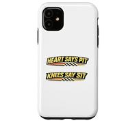 Carcasa para iPhone 11 Funny Racing Humor Heart Dice Pit Knees Say Sit Race Broma