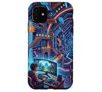 Carcasa para iPhone 11 Futurista Cyberpunk PC Gamer y Retro Pixel Art RPG Fantasía